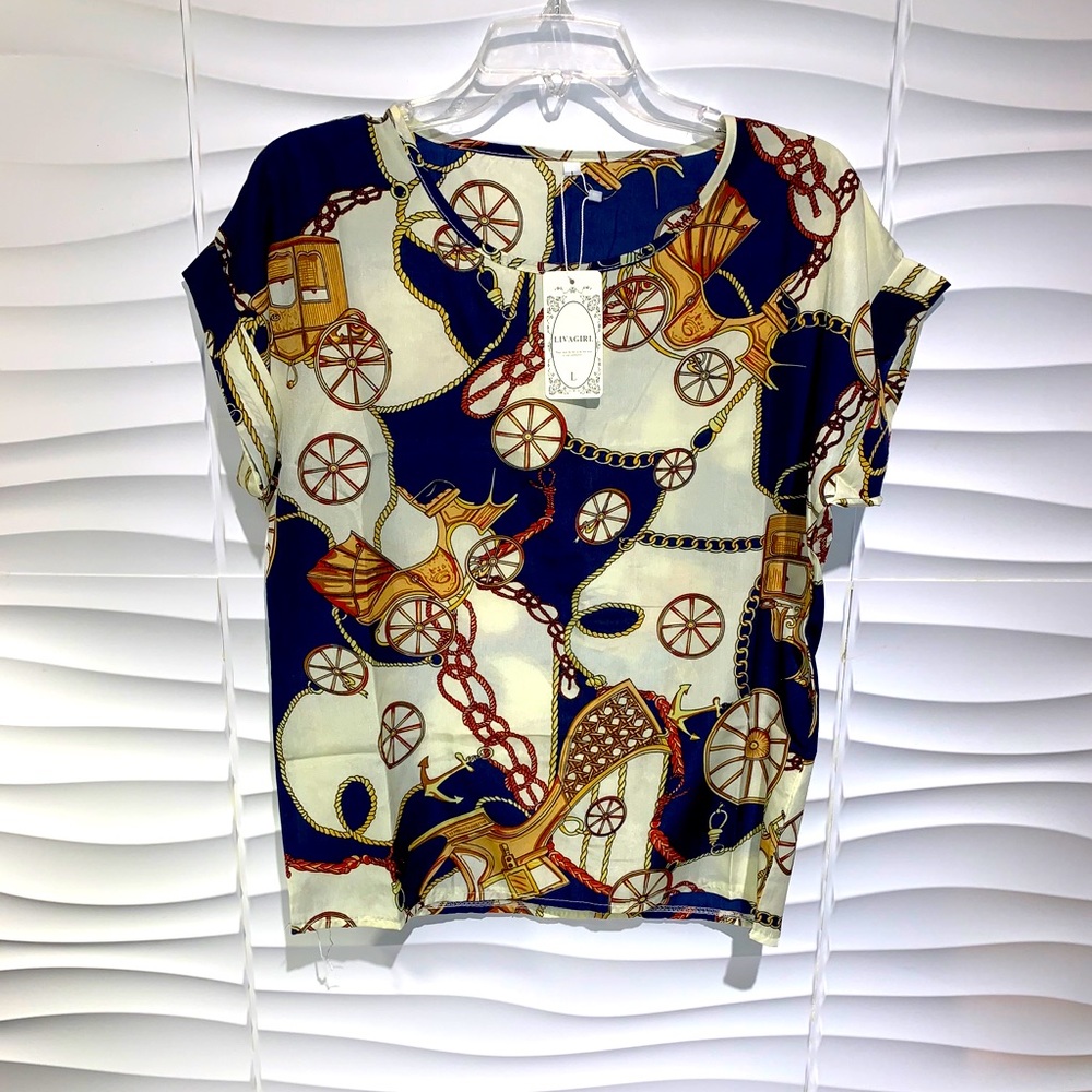 *New* Navy Blue/ Cream Top